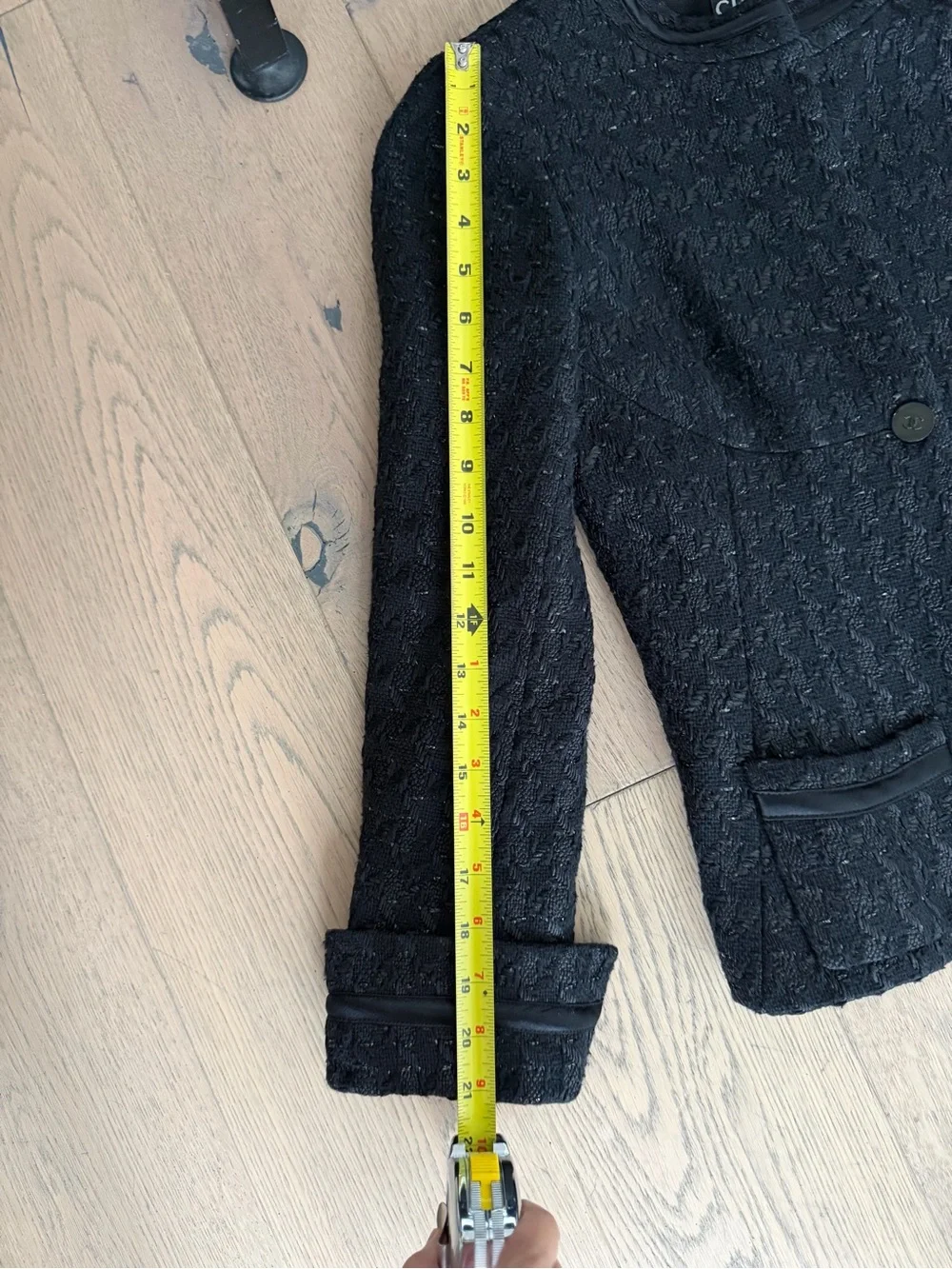 CHANEL Black Tweed Single-Button Suit Jacket